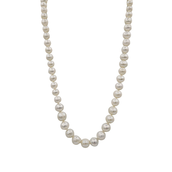 Sterling Silver Graduated Genuine Freshwater Pearls 7-9mm Necklace