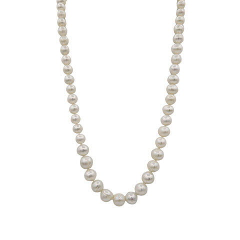 Sterling Silver Graduated Genuine Freshwater Pearls 7-9mm Necklace