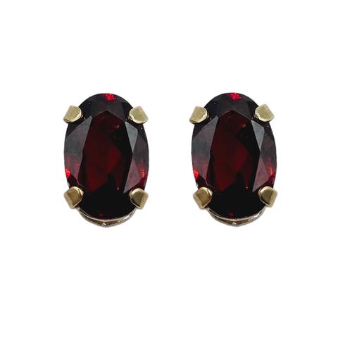 10KT Yellow Gold 6x4mm Genuine Gemstone Stud Earrings