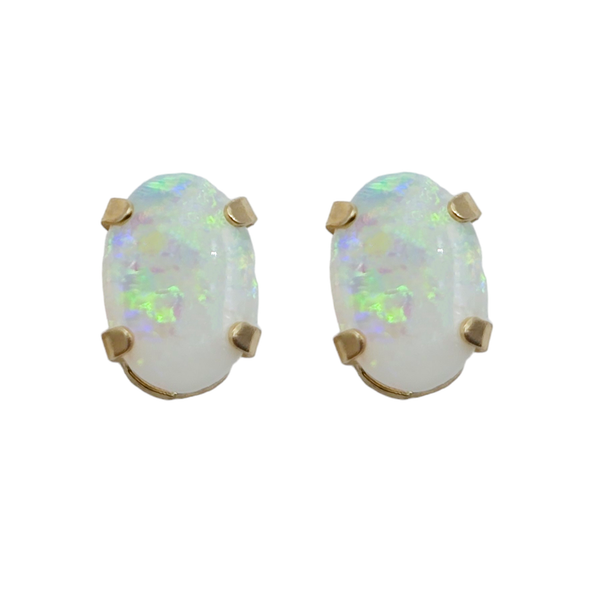 10KT Yellow Gold 6x4mm Genuine Gemstone Stud Earrings