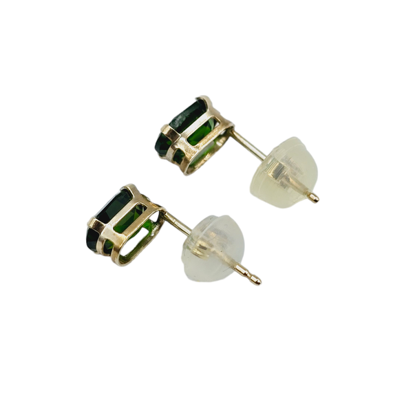 10KT Yellow Gold 6x4mm Genuine Gemstone Stud Earrings