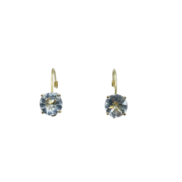 18K Yellow Gold Leverback Earrings with Genuine Gemstone 6x6mm