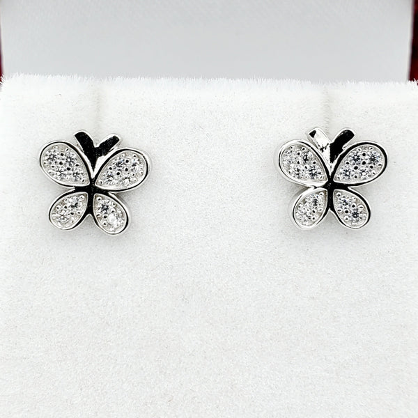 Sterling Silver and Cubic Zirconia Butterfly Earrings