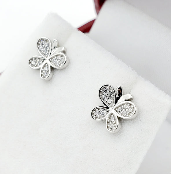 Sterling Silver and Cubic Zirconia Butterfly Earrings