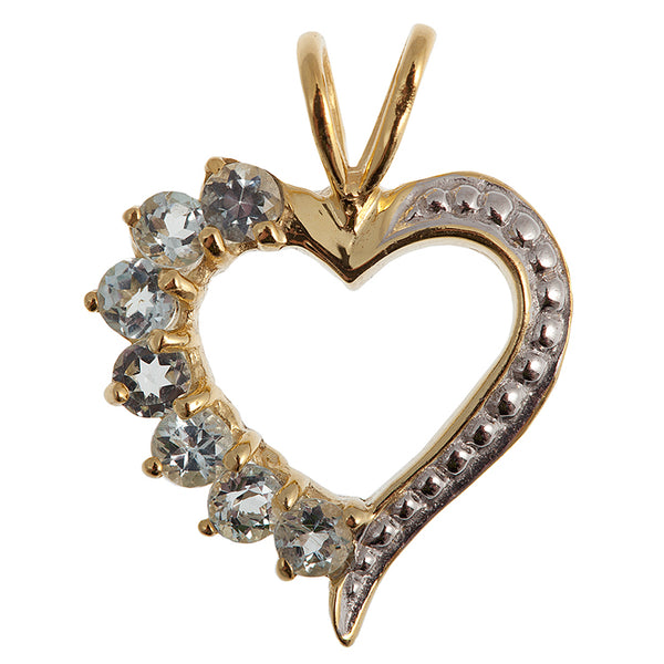 Sterling Silver Gold Plated Heart Shaped Pendant with Genuine Gemstones