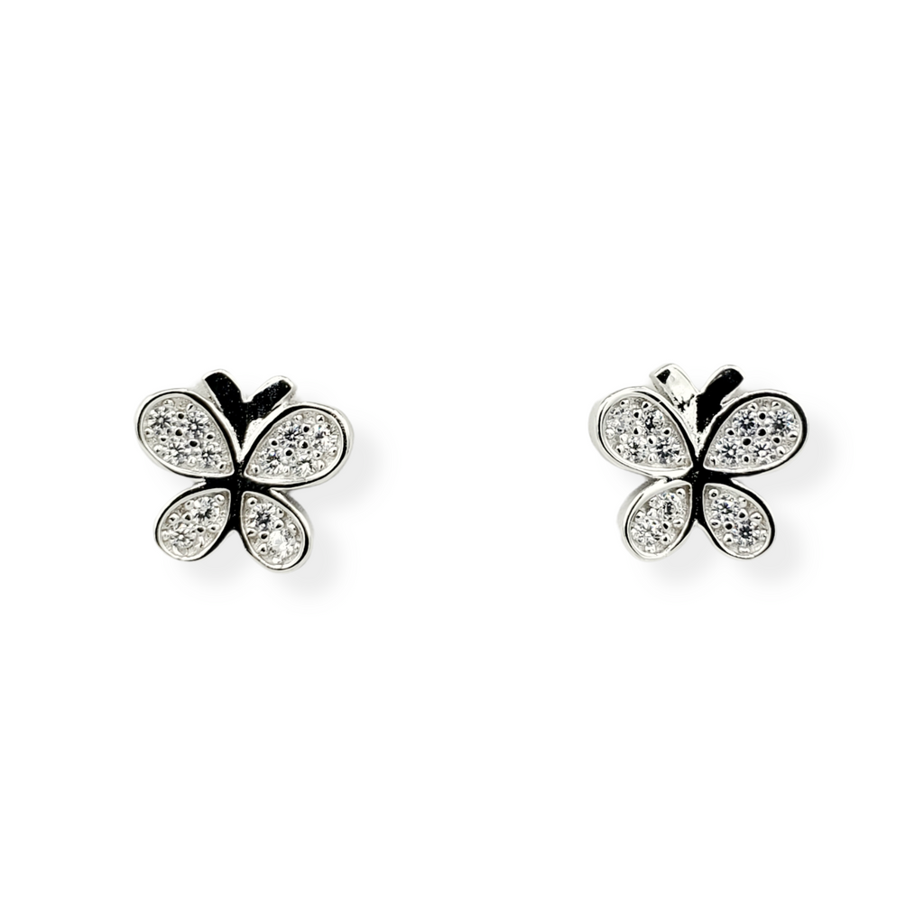 Sterling Silver and Cubic Zirconia Butterfly Earrings