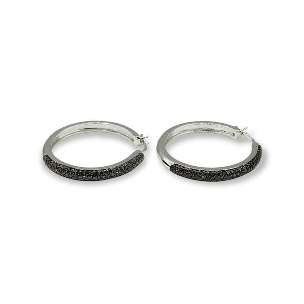 Midnight Glamour Diamond Hoop Earrings