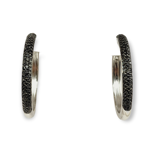 Midnight Glamour Diamond Hoop Earrings