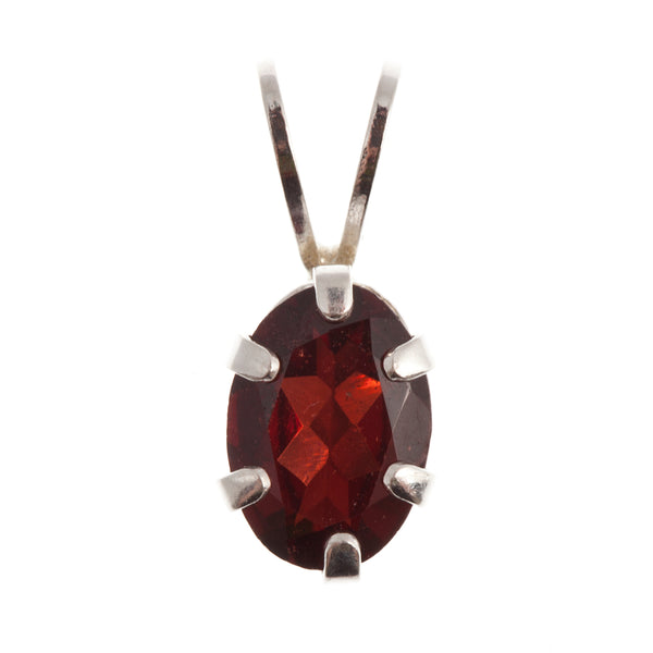 Beautiful Sterling Silver Pendant with 7 x 5 mm Genuine Gemstone