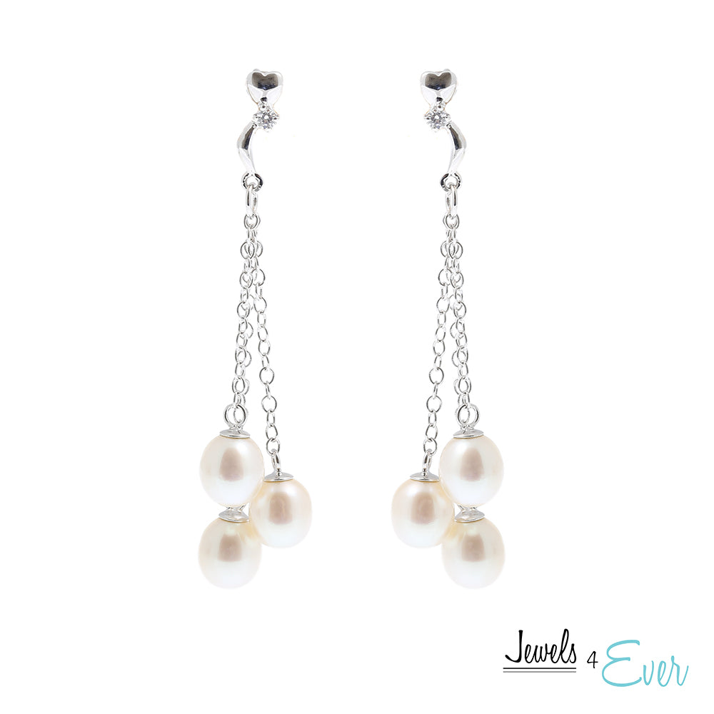 Sterling Silver White Freshwater Pearl Earrings