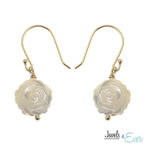Sterling Silver Gold plated Mother of Pearl Flower Earrings