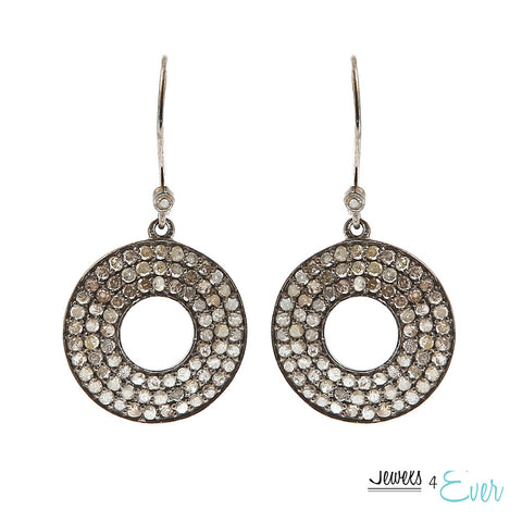 Sterling Silver & Black Rhodium Diamond Earrings