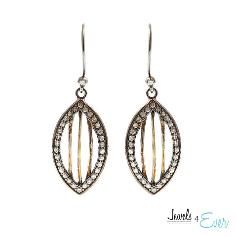 Sterling Silver & Yellow Gold Diamond Earrings