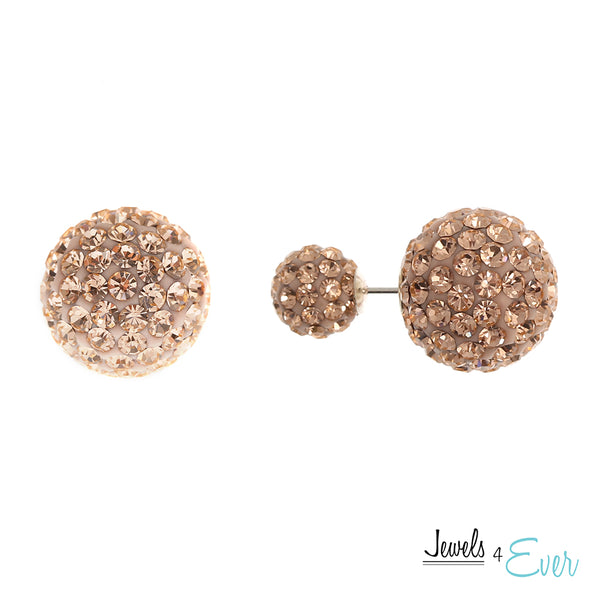 Sterling Silver Preciosa Crystal Double Ball Earrings