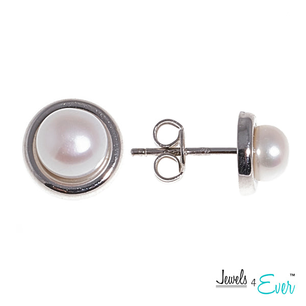 Jewels 4 Ever's Genuine Freshwater Pearls  925 Sterling Silver Earrings