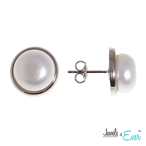 Jewels 4 Ever's Genuine Freshwater Pearls  925 Sterling Silver Earrings