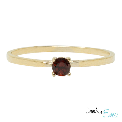 10K Solitaire Gold Ring Set With 3 mm Round Genuine Gemstone