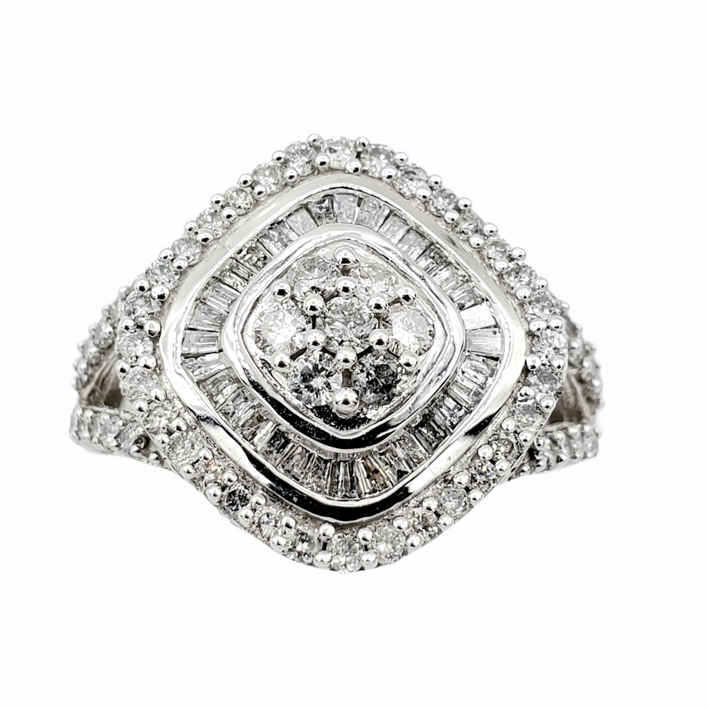 10kt white gold ring set with round brilliant cut diamonds 1.0cts tdw