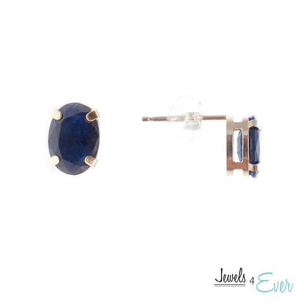 10KT Yellow Gold 8 x 6 mm Genuine Gemstone Stud Earrings