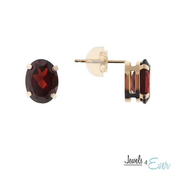 10KT Yellow Gold 8 x 6 mm Genuine Gemstone Stud Earrings