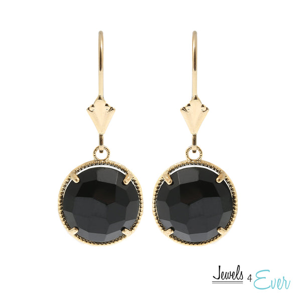 10K Yellow Gold 10mm Genuine Gemstone Earrings