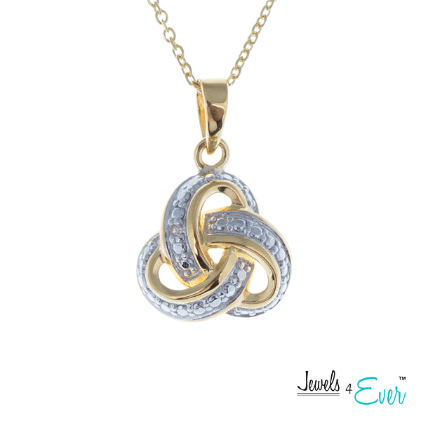 Sterling Silver Diamond Love Knot Earrings and Necklace