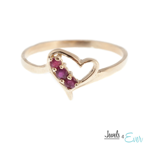 10K Yellow Gold Genuine 2 mm Gemstone Heart Ring