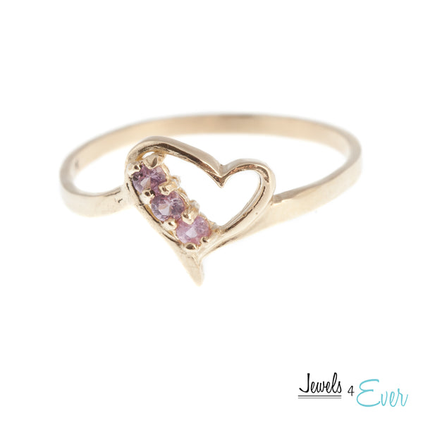 10K Yellow Gold Genuine 2 mm Gemstone Heart Ring