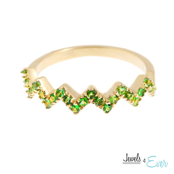 10K White & Yellow Gold Ring Set with Genuine Gemstones