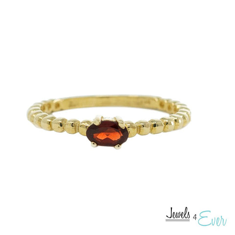10K Gold Ring Set With Genuine 5X3mm Oval Gemstone