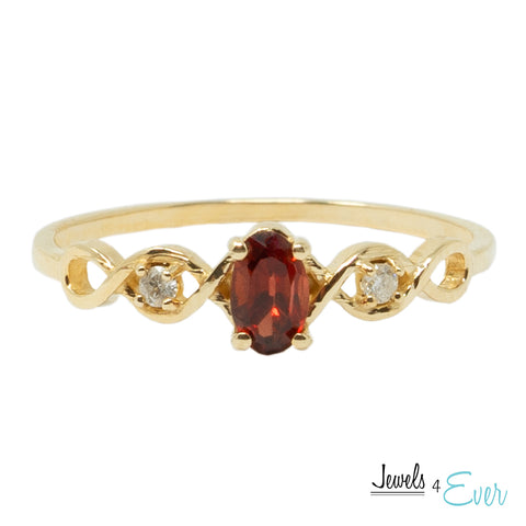10K Yellow Gold Ring Set With 5X3 mm Oval Genuine Gemstone and Diamonds