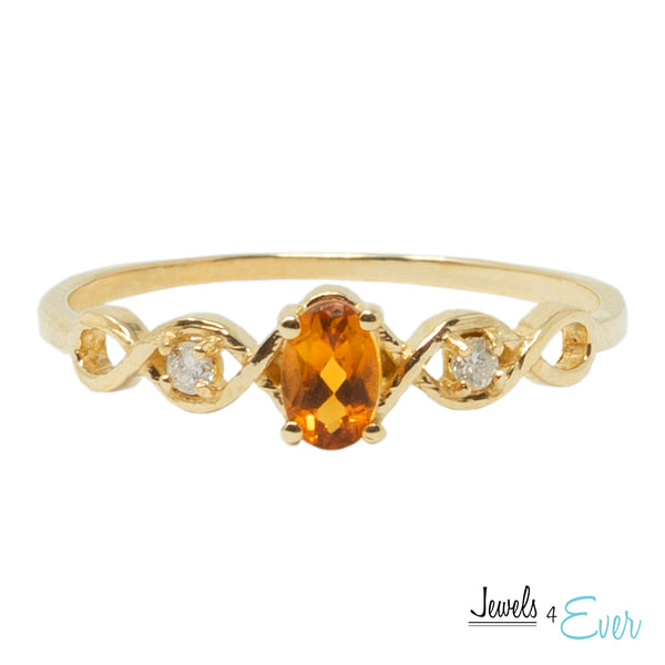 10K Yellow Gold Ring Set With 5X3 mm Oval Genuine Gemstone and Diamonds