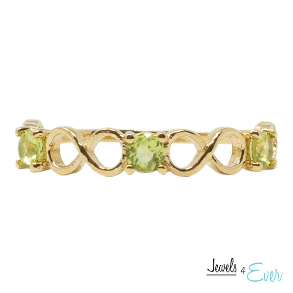 10K Eternity style Ring Set With Three Round 3X3mm Genuine Gemstones