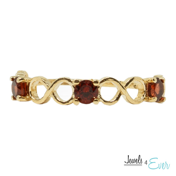 10K Eternity style Ring Set With Three Round 3X3mm Genuine Gemstones