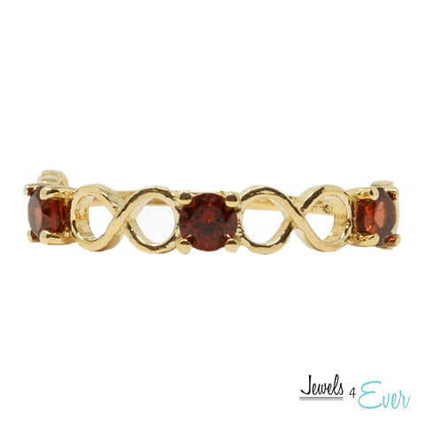 10K Eternity style Ring Set With Three Round 3X3mm Genuine Gemstones