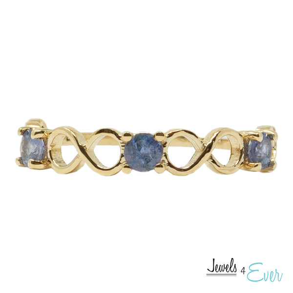 10K Eternity style Ring Set With Three Round 3X3mm Genuine Gemstones