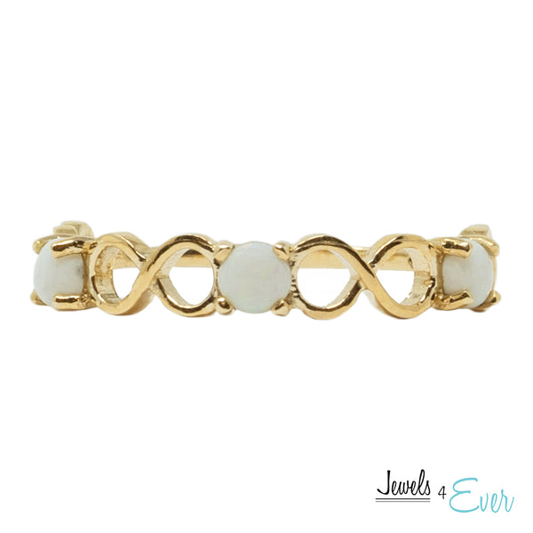 10K Eternity style Ring Set With Three Round 3X3mm Genuine Gemstones