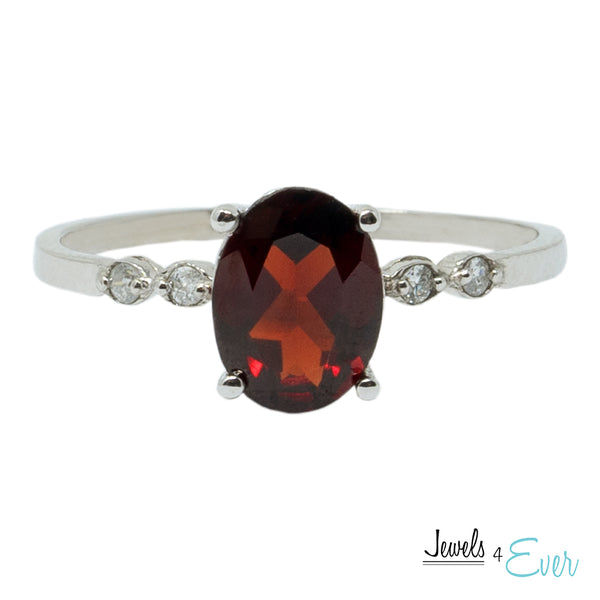 10K Gold Ring Set With 8X6 mm Oval Genuine Gemstone and Diamonds
