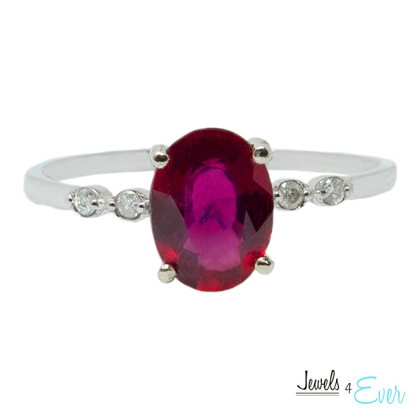 10K Gold Ring Set With 8X6 mm Oval Genuine Gemstone and Diamonds