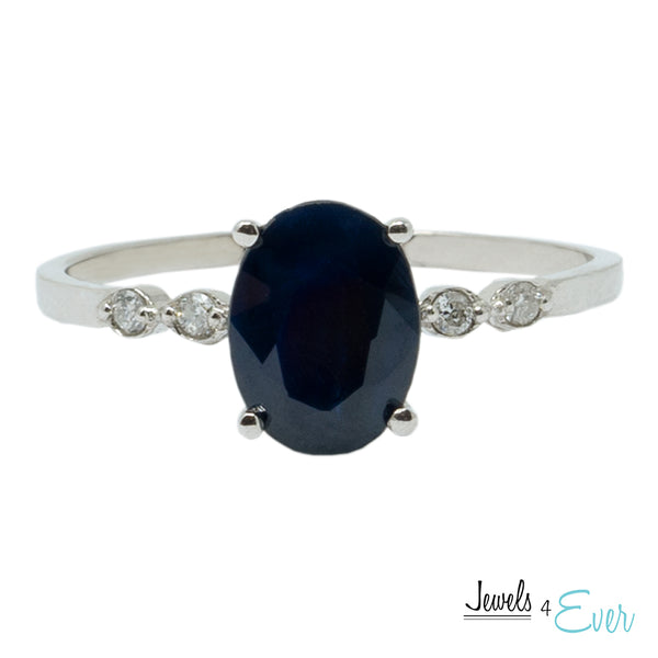 10K Gold Ring Set With 8X6 mm Oval Genuine Gemstone and Diamonds