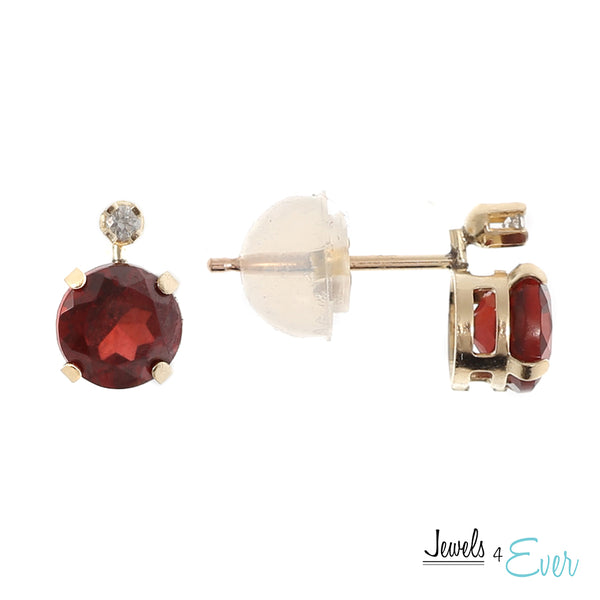 10K Yellow Gold 5mm Genuine Gemstone & Diamond stud Earrings