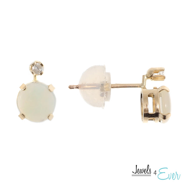 10K Yellow Gold 5mm Genuine Gemstone & Diamond stud Earrings