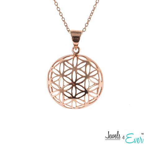 Sterling Silver Geometric Flower of Life Pendant and Chain