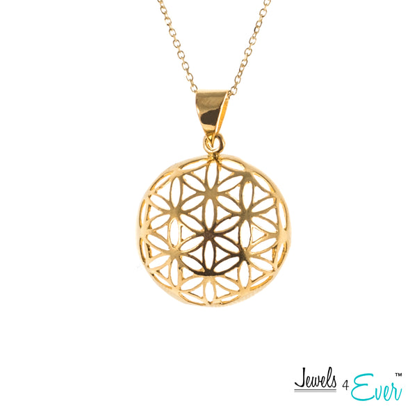 Sterling Silver Geometric Flower of Life Pendant and Chain