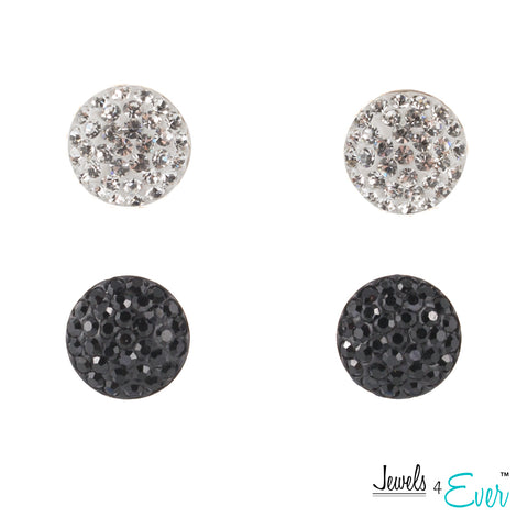Two Pairs of Sterling Silver 12mm genuine Preciosa Crystal Ball Stud Earrings