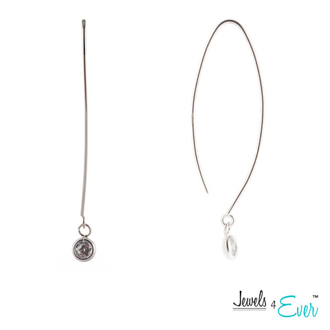 Sterling Silver CZ Drop Earrings