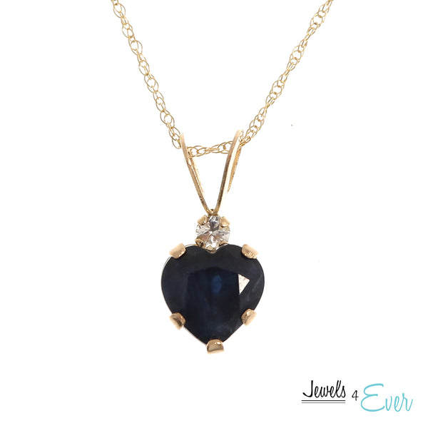 10 Karat Yellow Gold Heart Pendant with Genuine Gemstones