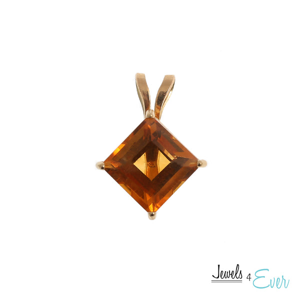 10K Yellow Gold 6x6mm Genuine Gemstone Pendant