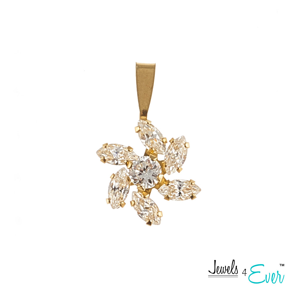 Jewels 4 Ever's Sparkling CZ  Starburst 10K Gold Pendant