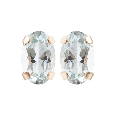 10K Yellow Gold 5 x 3 mm genuine Gemstone stud Earrings